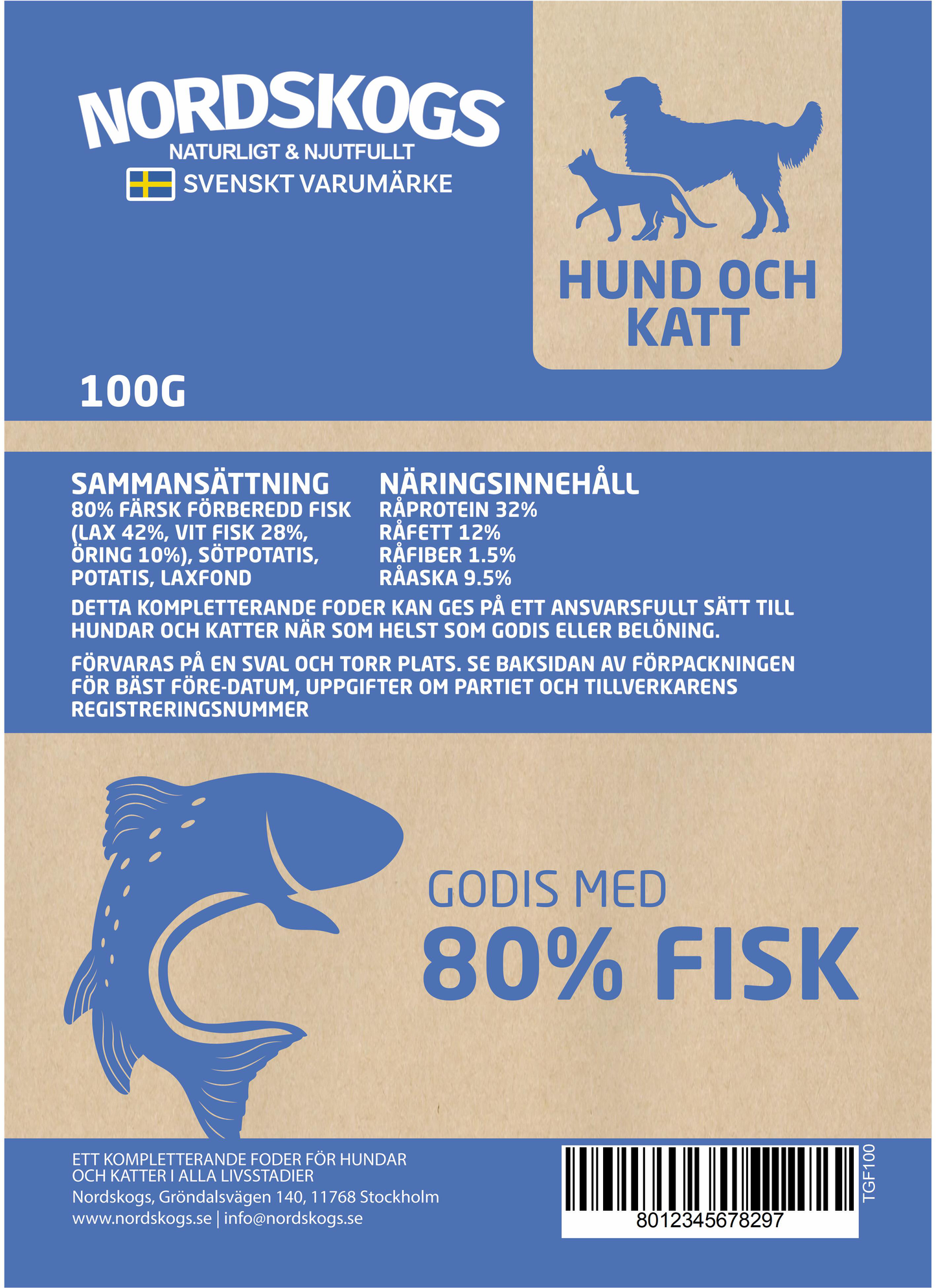 Nordskogs - Godis med 80% Fisk 70g
