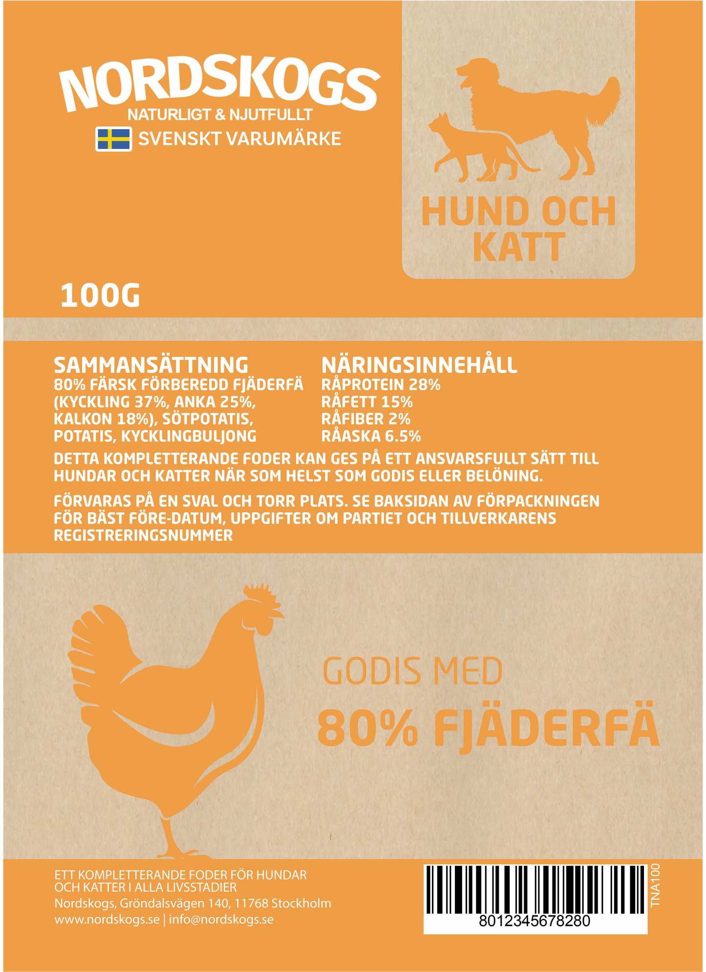 Nordskogs - Godis med 80% Fjäderfä 70g