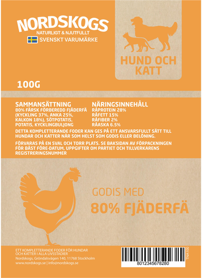 Nordskogs - Godis med 80% Fjäderfä 70g